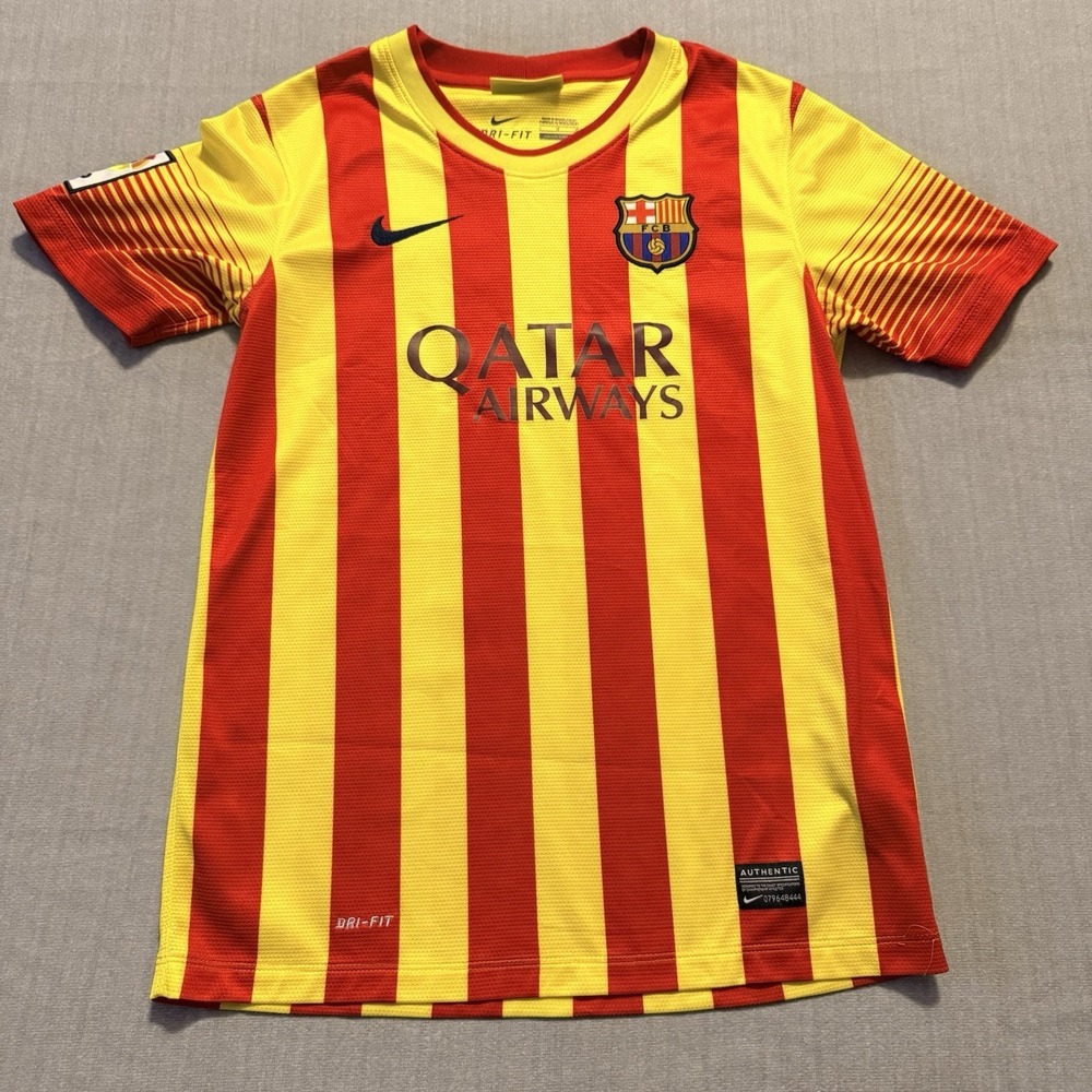 Nike FC Barcelona 2013 2014 Away Jersey Youth Large Qatar Airways Soccer